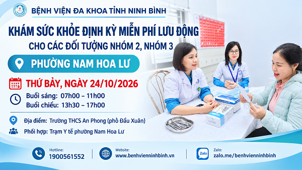 LỊCH KHÁM SỨC KHỎE ĐỊNH KỲ MIỄN PHÍ TẠI PHƯỜNG NAM HOA LƯ.