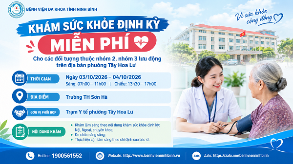 THÔNG BÁO LỊCH KHÁM SỨC KHỎE ĐỊNH KỲ MIỄN PHÍ TẠI PHƯỜNG TÂY HOA LƯ