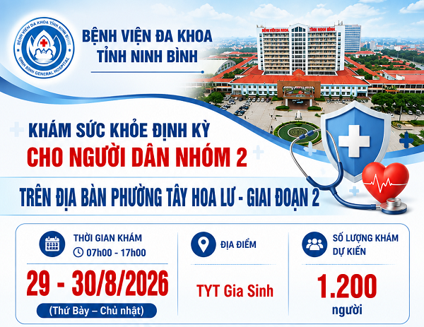 THÔNG BÁO KHÁM SỨC KHỎE ĐỊNH KỲ MIỄN PHÍ CHO NGƯỜI DÂN NHÓM 2 TRÊN ĐỊA BÀN PHƯỜNG TÂY HOA LƯ – GIAI ĐOẠN 2.